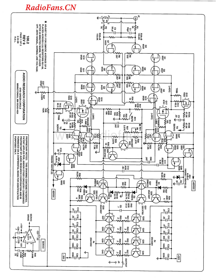 AudioResearch-100.2-pwr-sch维修电路图 手册.pdf_第1页
