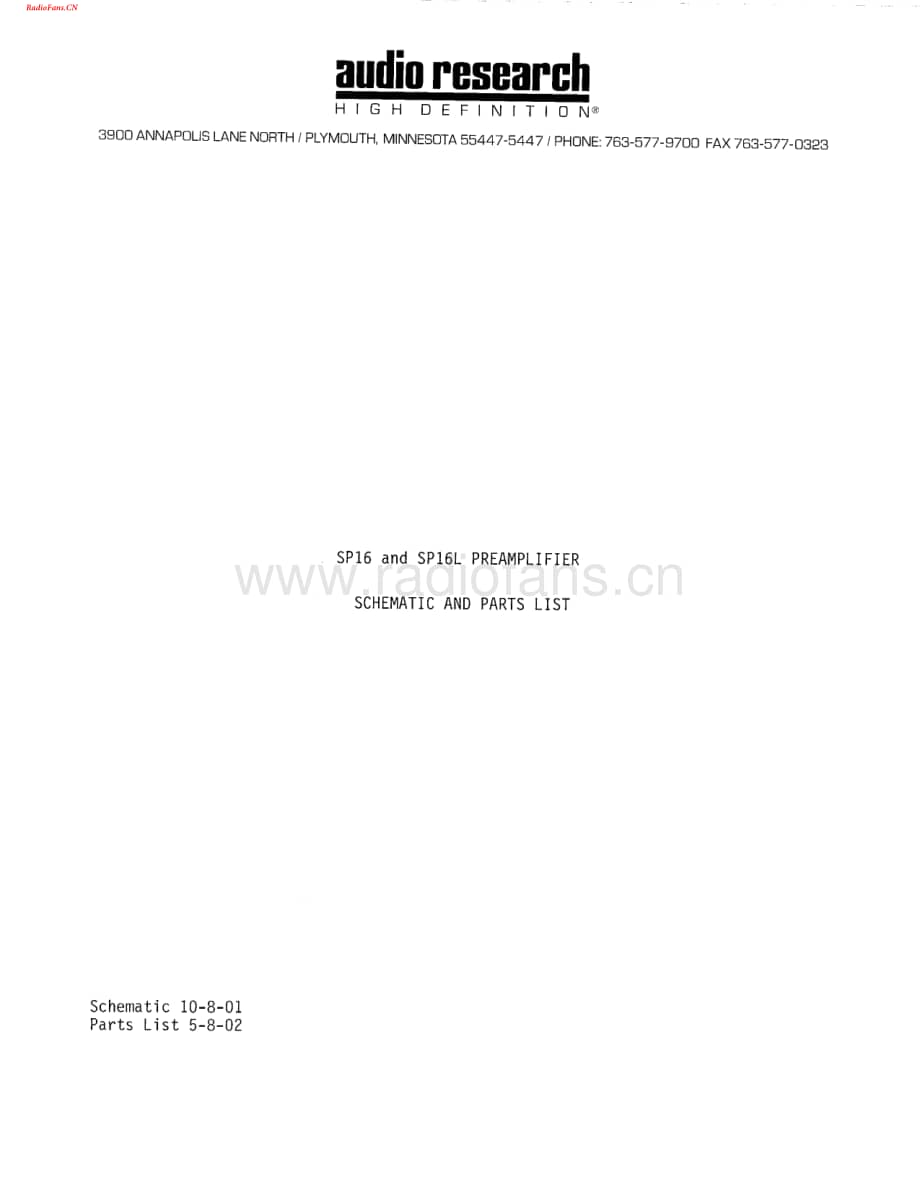 AudioResearch-SP16-pre-sch维修电路图 手册.pdf_第1页