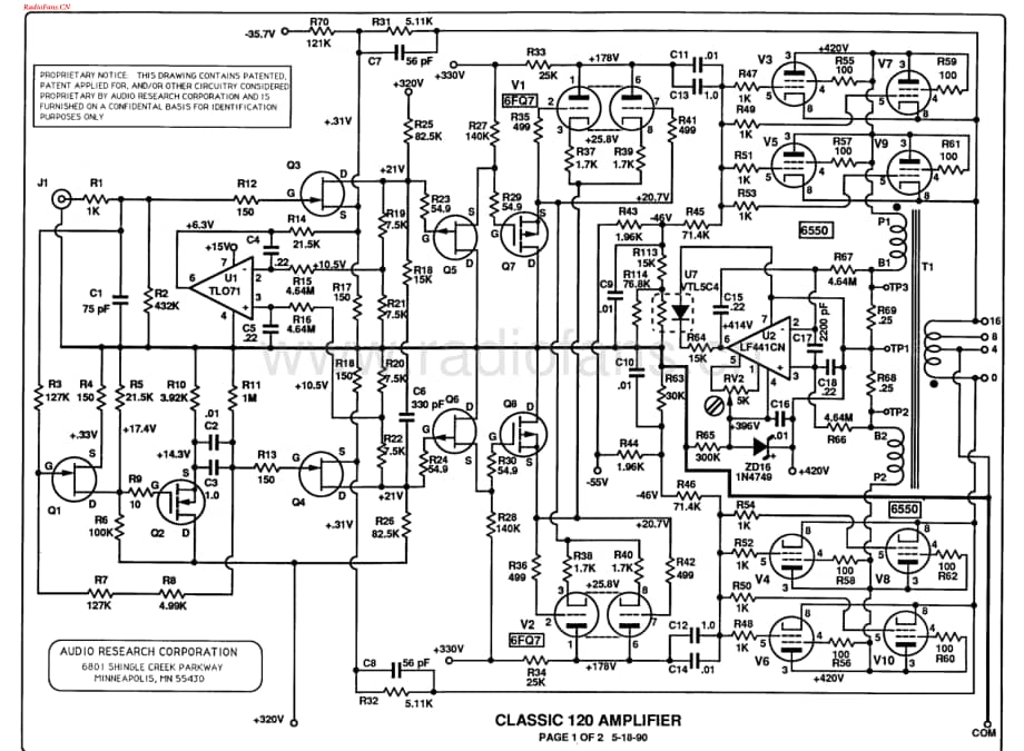 AudioResearch-Classic120-pwr-sch维修电路图 手册.pdf_第1页