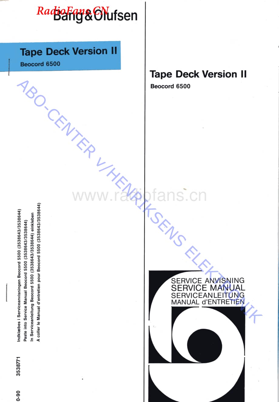 B&O-Beocord6500MKII-type-49xx维修电路图 手册.pdf_第1页