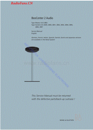 B&O-Beocenter2-type-28xx维修电路图 手册.pdf