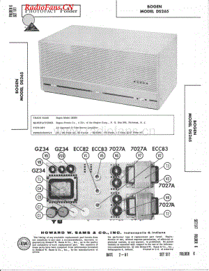 Bogen-DS265-pwr-sm维修电路图 手册.pdf