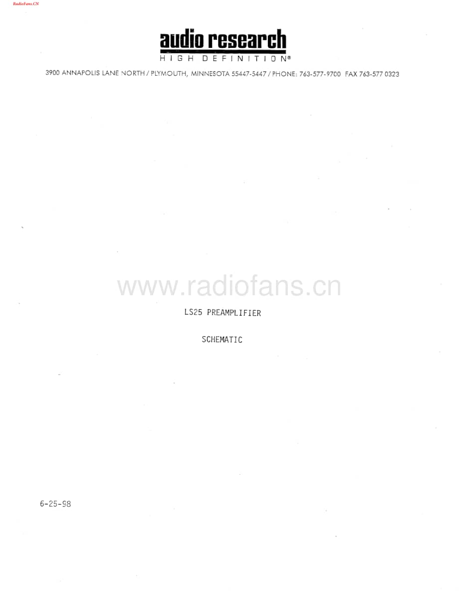 AudioResearch-LS25-pre-sm维修电路图 手册.pdf_第1页