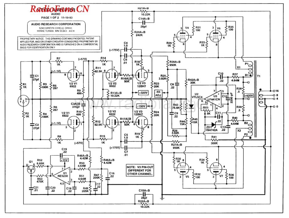 AudioResearch-VT130-pwr-sch维修电路图 手册.pdf_第1页