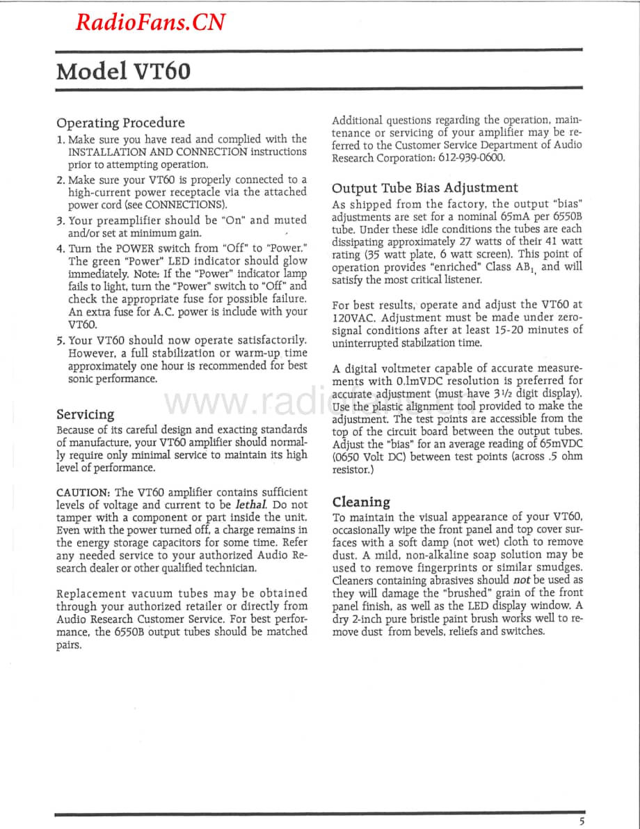 AudioResearch-VT60-pwr-adj维修电路图 手册.pdf_第1页