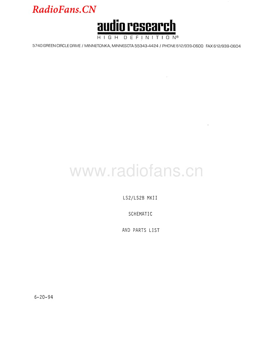 AudioResearch-LS2BMKII-pre-sm维修电路图 手册.pdf_第1页