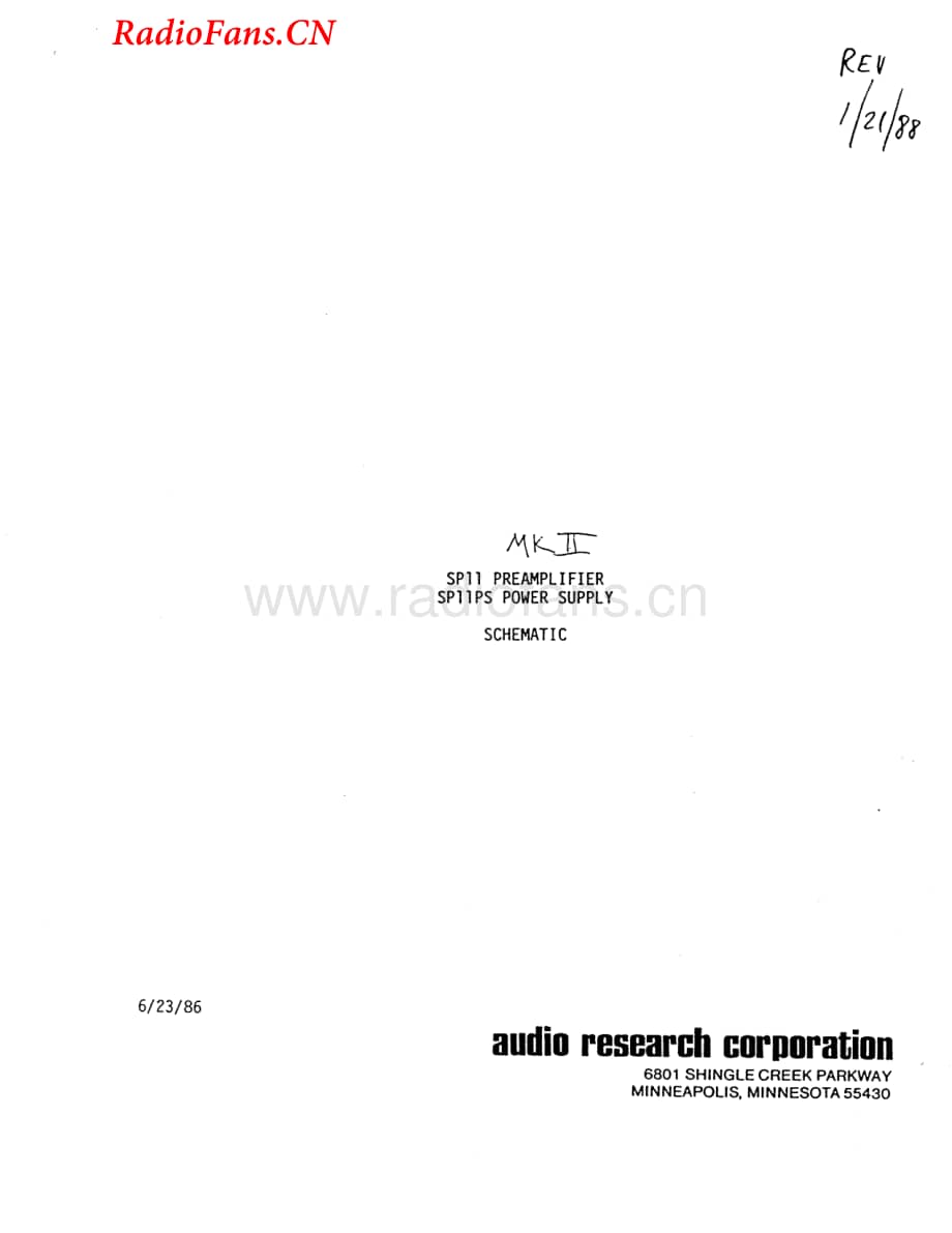 AudioResearch-SP11PSMKII-pre-sch维修电路图 手册.pdf_第1页