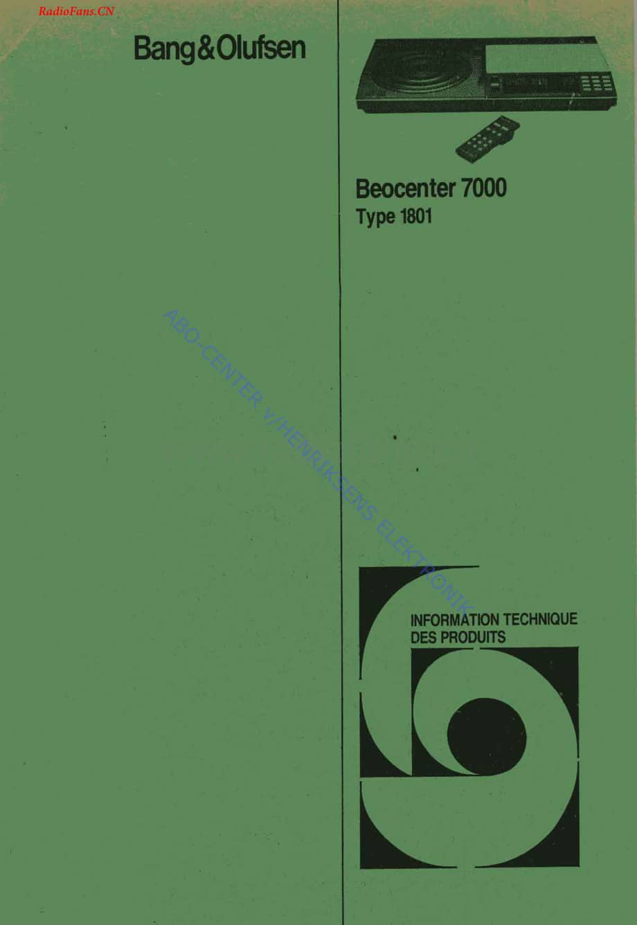 B&O-Beocenter7000-type-1801维修电路图 手册.pdf_第1页