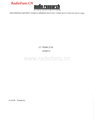 AudioResearch-LS7-pre-sch维修电路图 手册.pdf