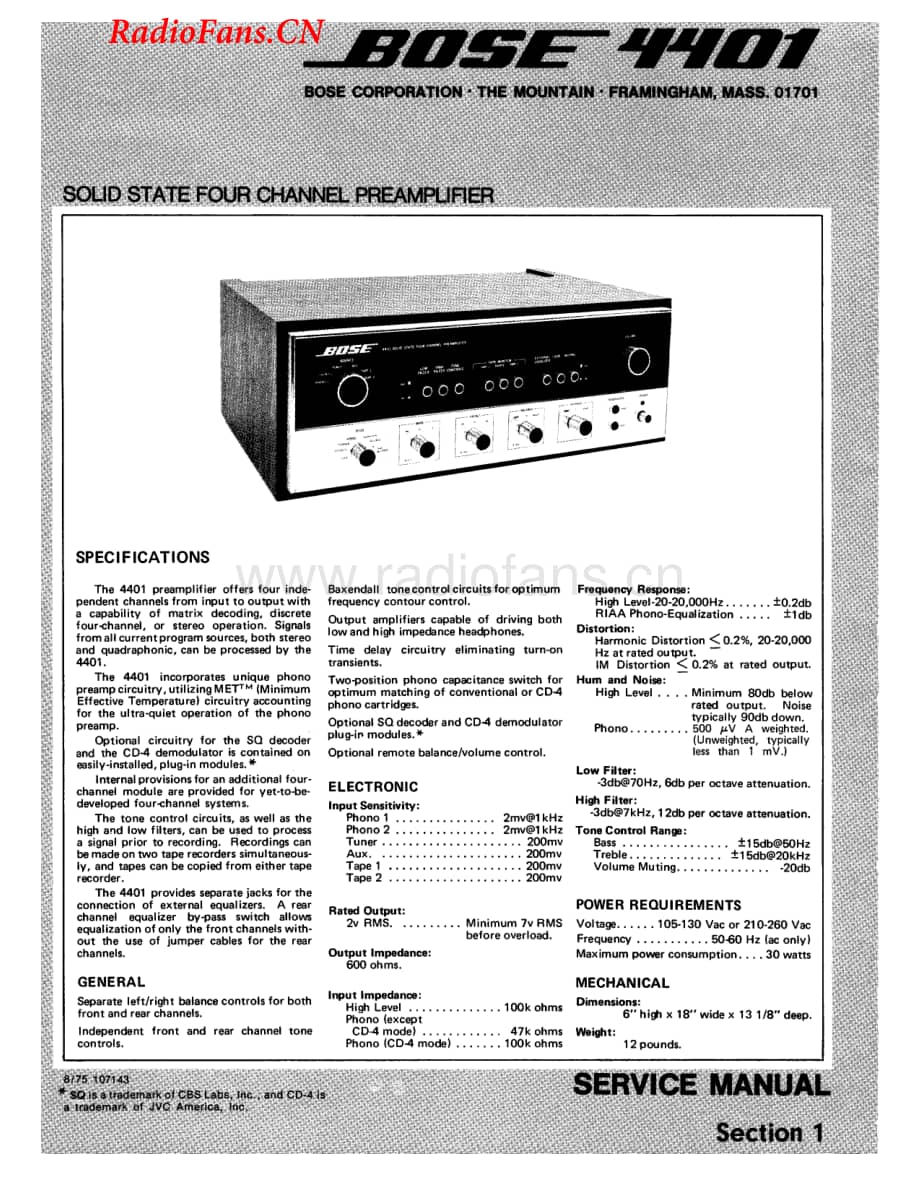 Bose-4401-pre-sm维修电路图 手册.pdf_第1页