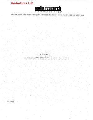 AudioResearch-LS16-pre-sch维修电路图 手册.pdf