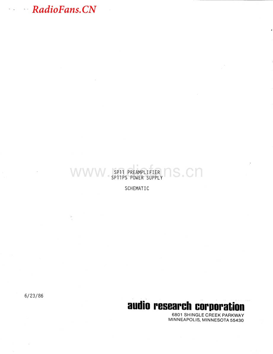 AudioResearch-SP11PS-pre-sch维修电路图 手册.pdf_第1页