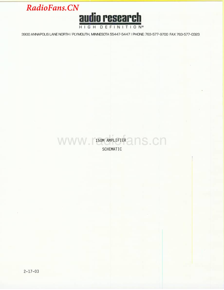 AudioResearch-150Mii-pwr-sch维修电路图 手册.pdf_第1页
