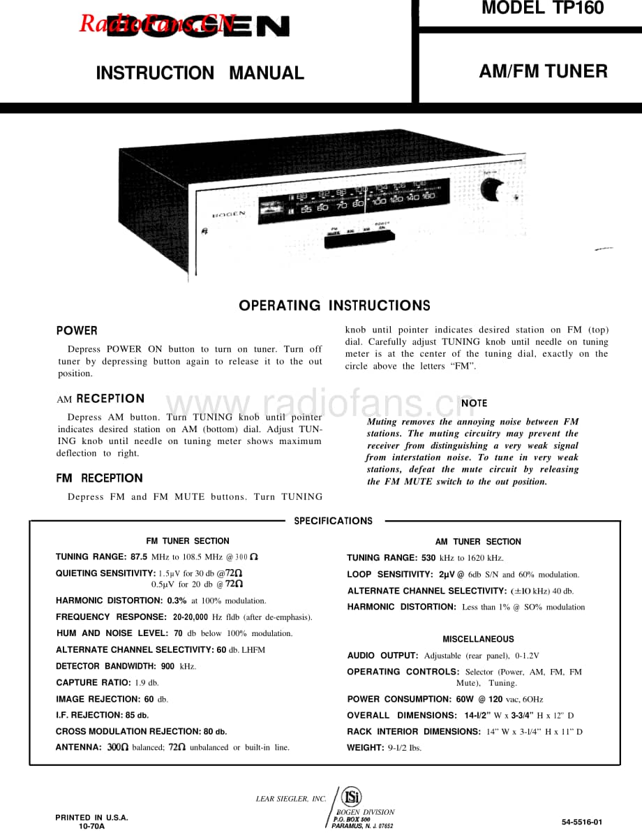 Bogen-TP160-tun-sm维修电路图 手册.pdf_第1页