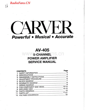 Carver-AV405-sur-sm维修电路图 手册.pdf