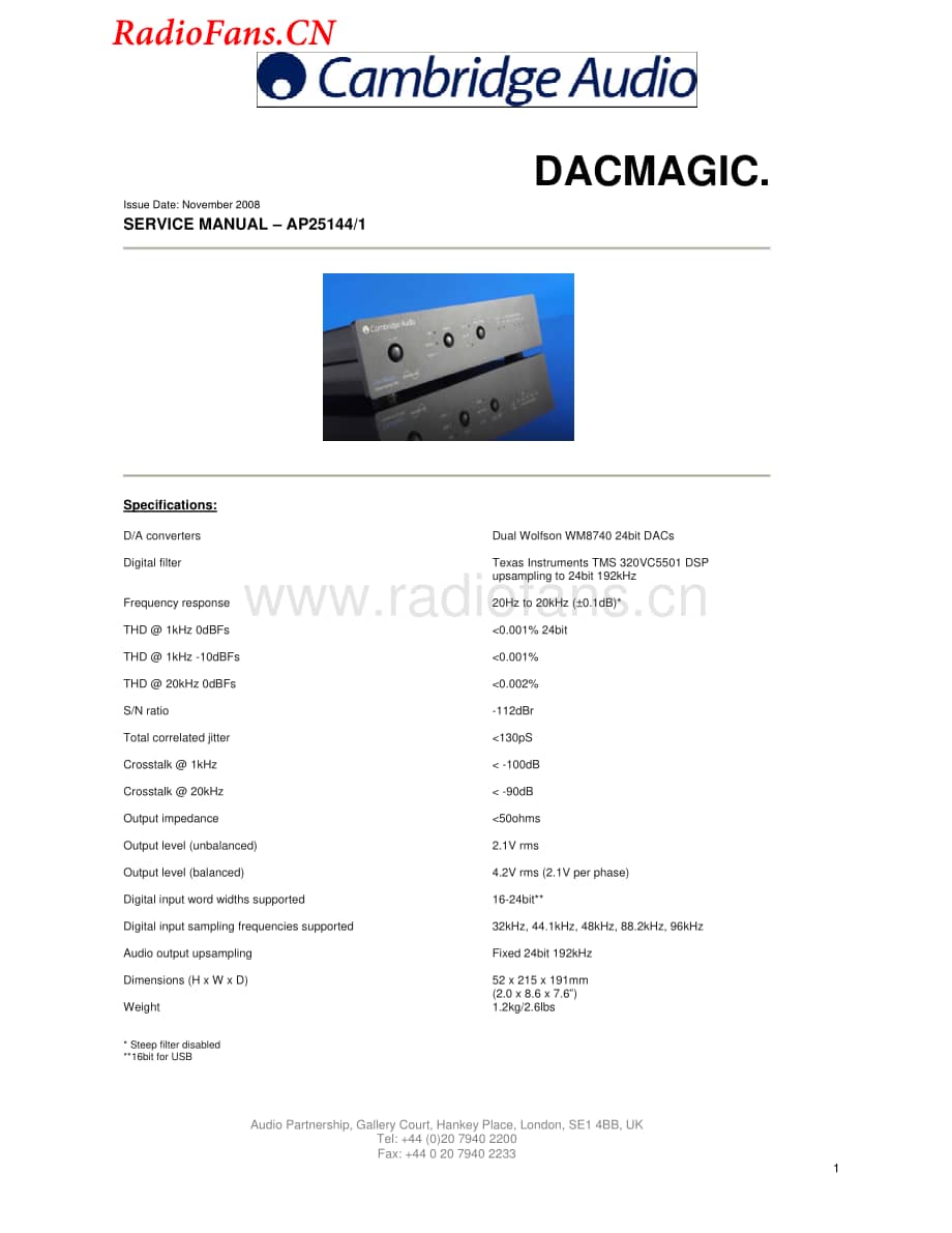 Cambridge-Dacmagic-dac-sm维修电路图 手册.pdf_第1页