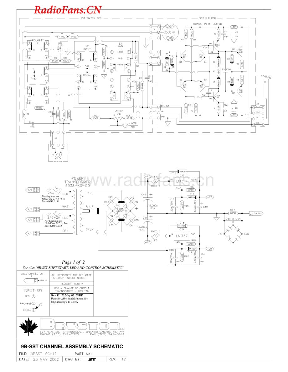 Bryston-9B-SST-pwr-sch维修电路图 手册.pdf_第1页