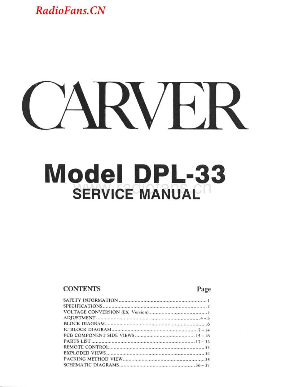 Carver-DPL33-sp-sm维修电路图 手册.pdf_第1页