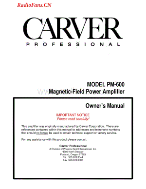 Carver-PM600-pwr-sch维修电路图 手册.pdf