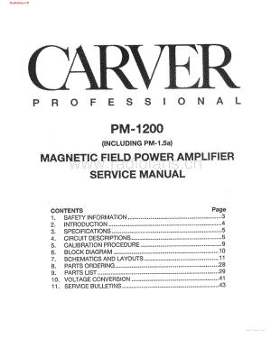 Carver-PM1200-pwr-sm维修电路图 手册.pdf