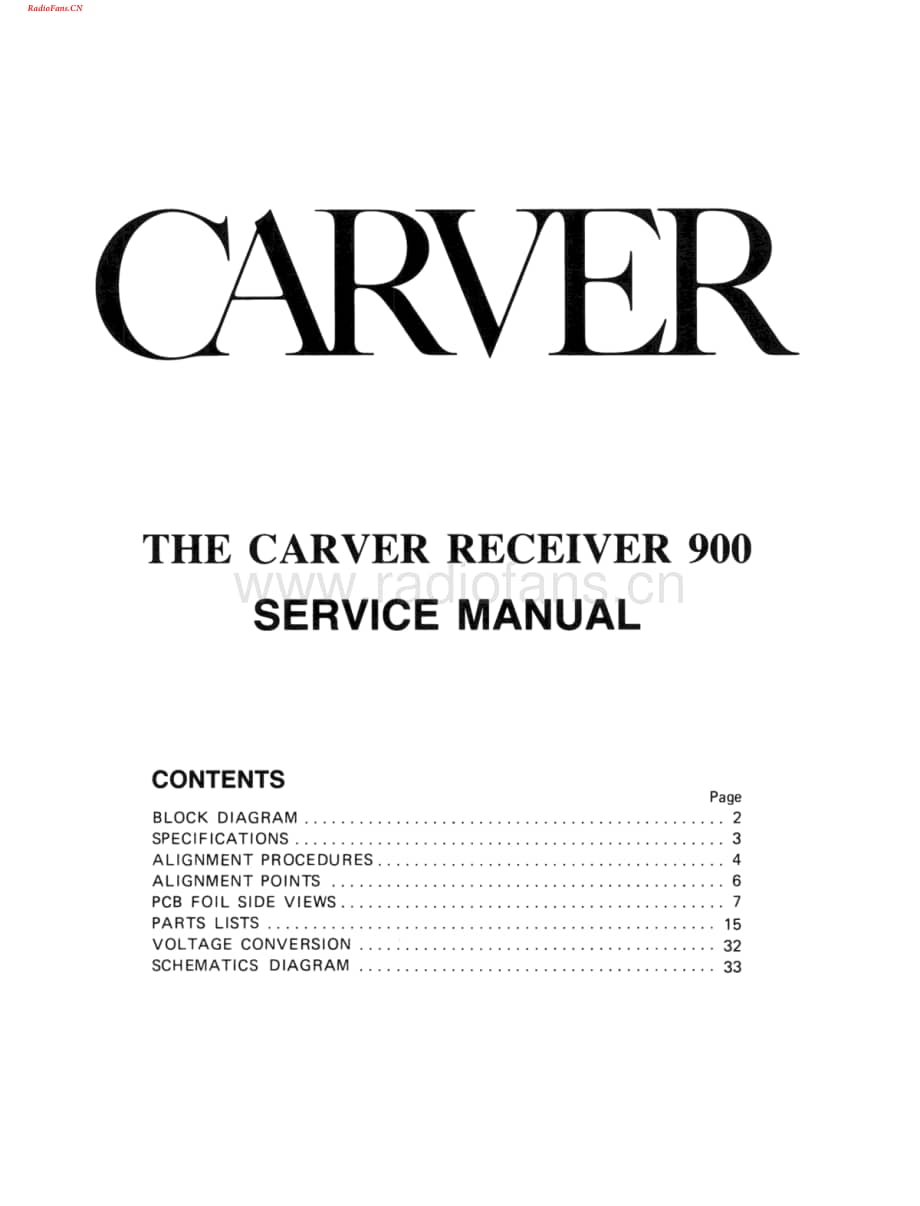 Carver-900-rec-sm维修电路图 手册.pdf_第1页