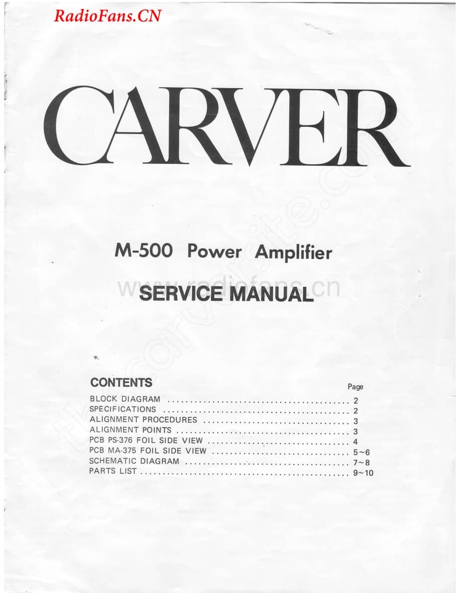 Carver-M500-pwr-sm维修电路图 手册.pdf_第2页