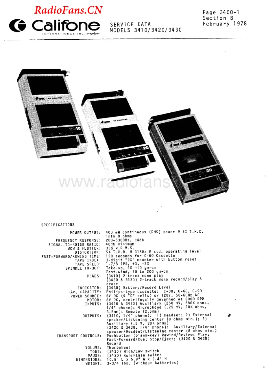 Califone-3410-tape-sm维修电路图 手册.pdf_第1页