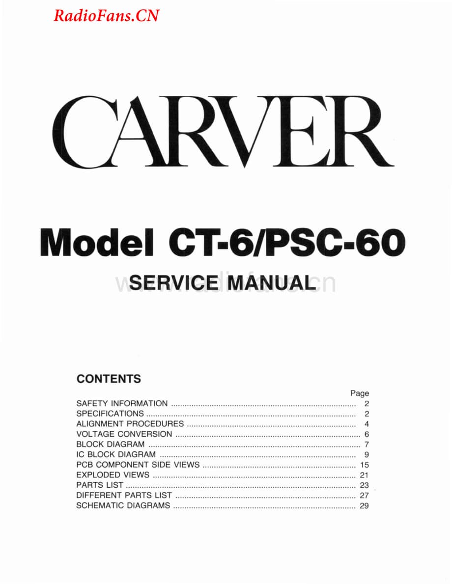 Carver-CT6-pre-sm维修电路图 手册.pdf_第1页