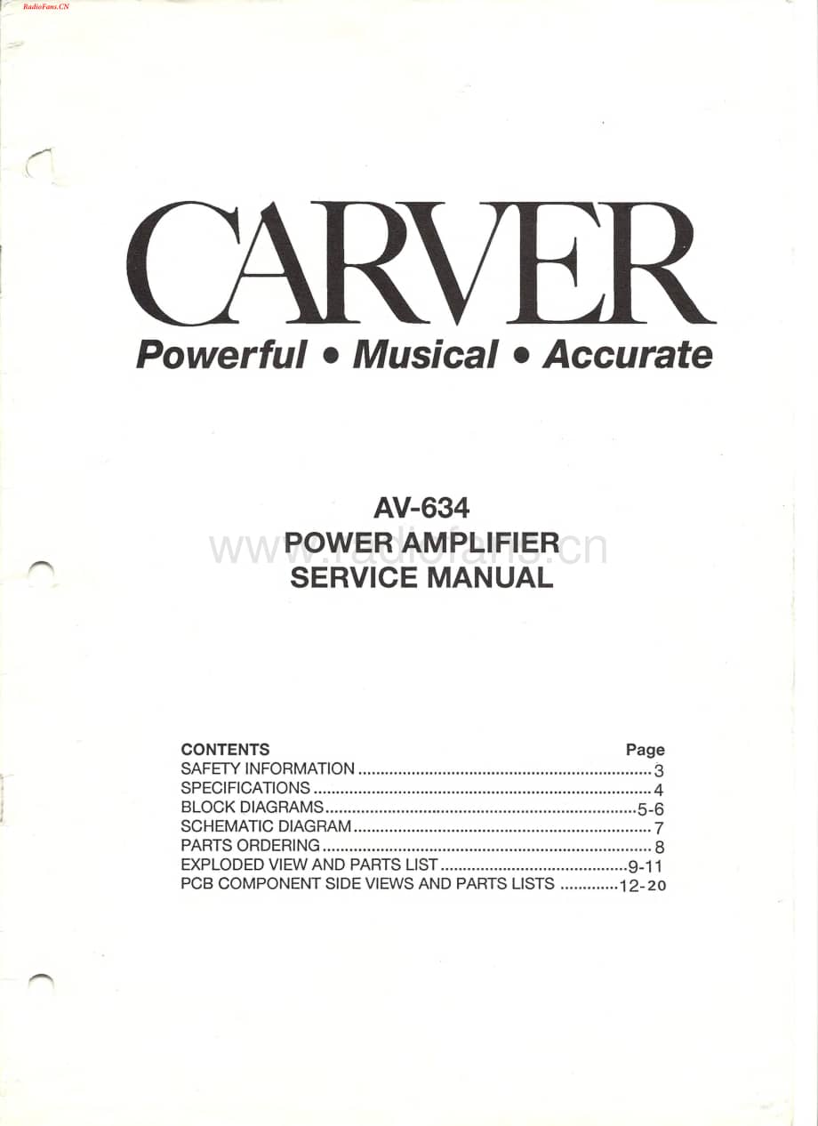 Carver-AV634-pwr-sm维修电路图 手册.pdf_第1页