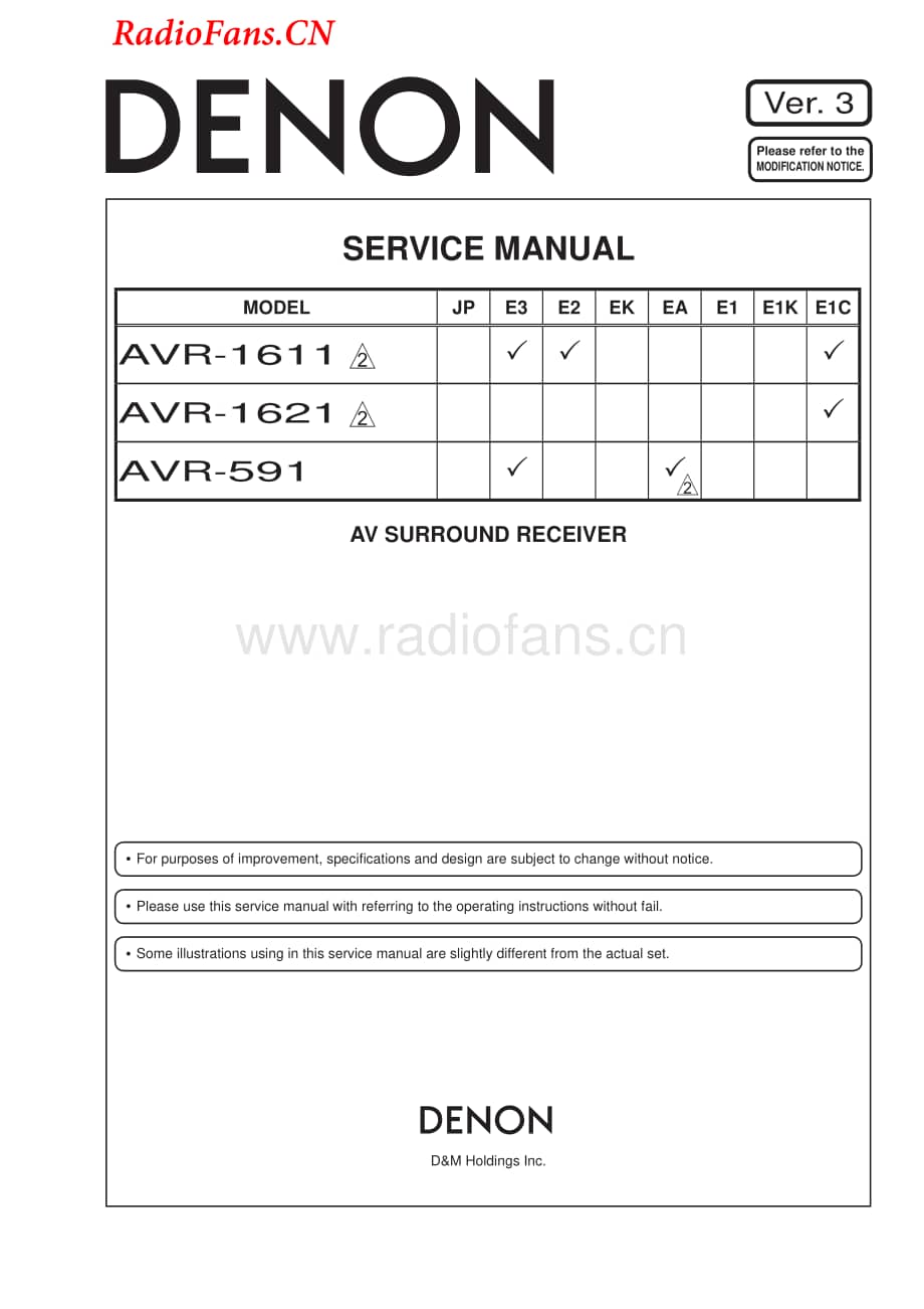 Denon-AVR1611-avr-sm维修电路图 手册.pdf_第1页