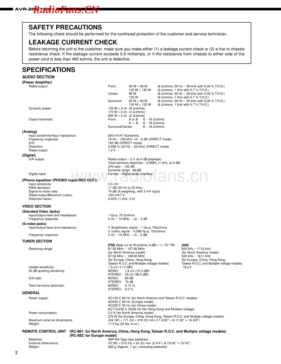 Denon-AVR981-avr-sm维修电路图 手册.pdf_第2页