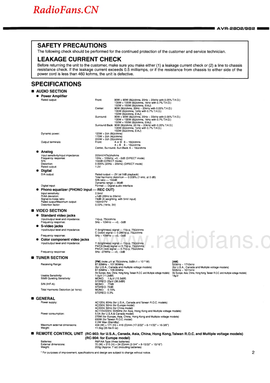 Denon-AVR982-avr-sm维修电路图 手册.pdf_第2页