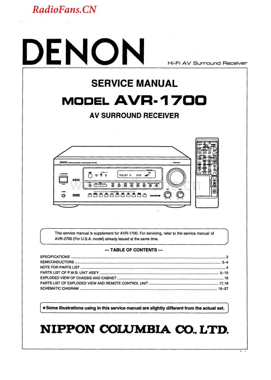 Denon-AVR1700-avr-sm维修电路图 手册.pdf_第1页