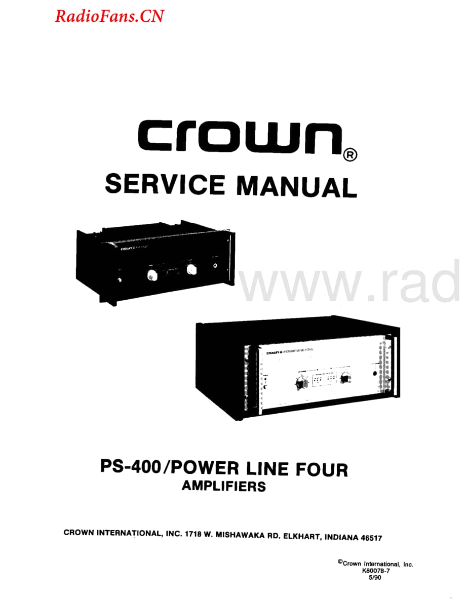 Crown-PS400-pwr-sm维修电路图 手册.pdf_第1页