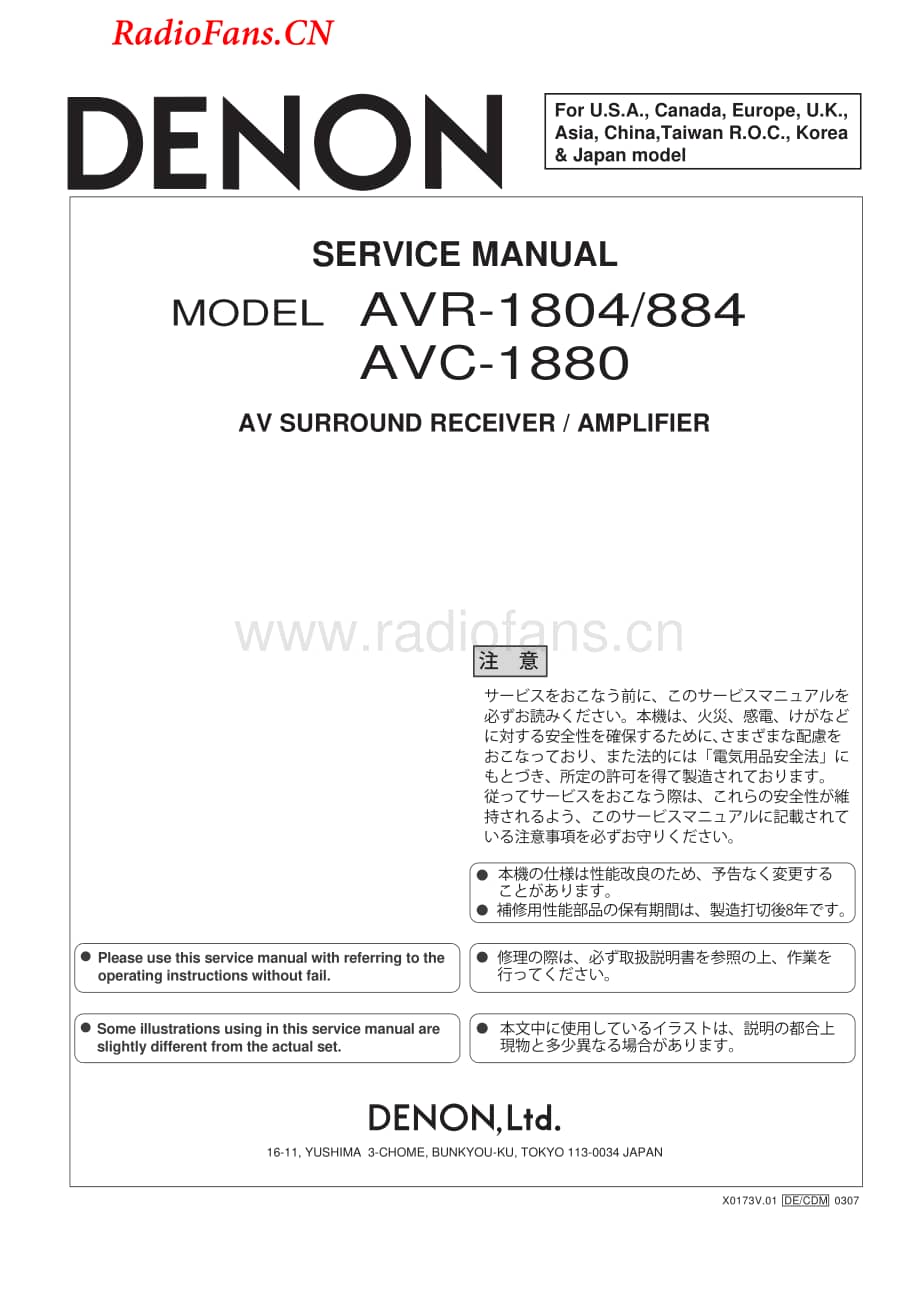 Denon-AVR884-avr-sm维修电路图 手册.pdf_第1页