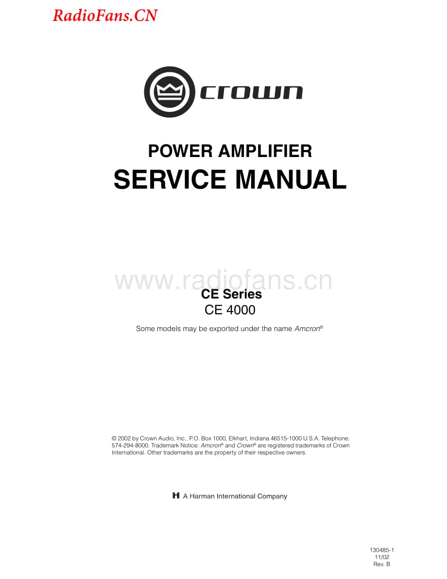 Crown-CE4000-pwr-sm维修电路图 手册.pdf_第1页