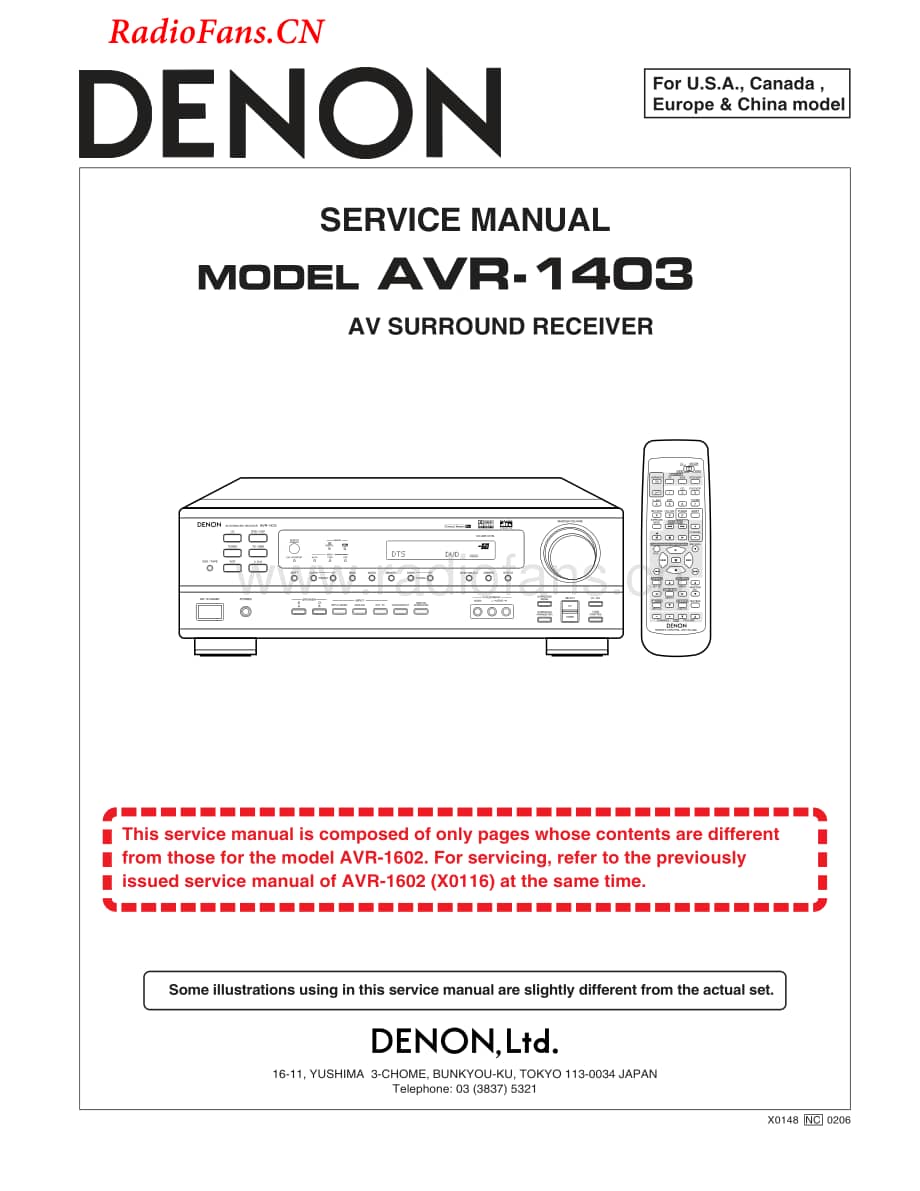 Denon-AVR1403-avr-sm维修电路图 手册.pdf_第1页