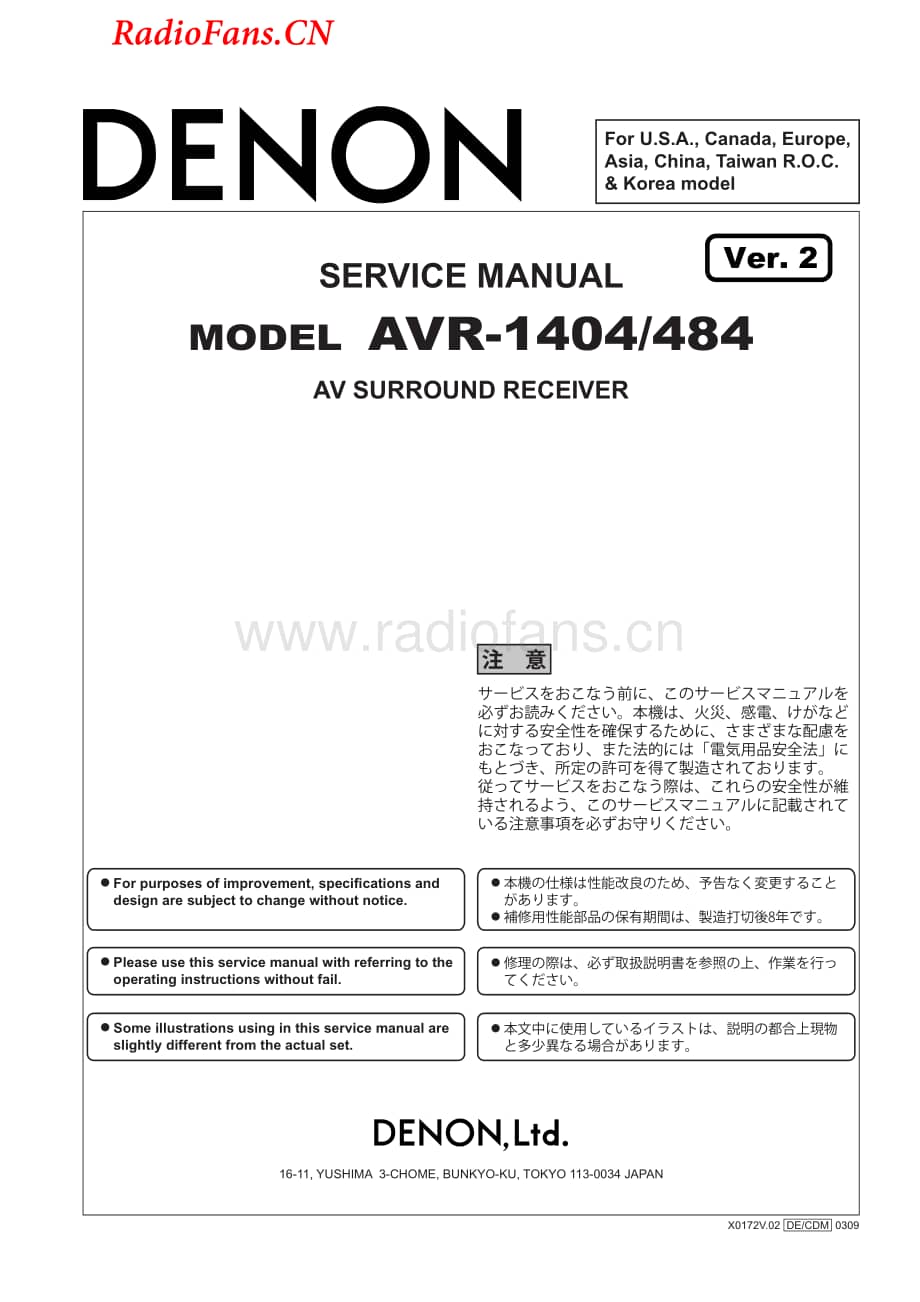 Denon-AVR1404-avr-sm维修电路图 手册.pdf_第1页