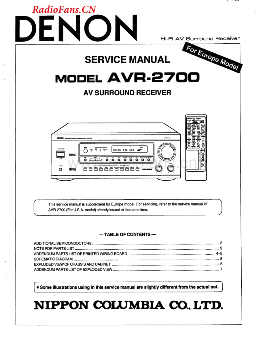 Denon-AVR2700-avr-si维修电路图 手册.pdf_第1页