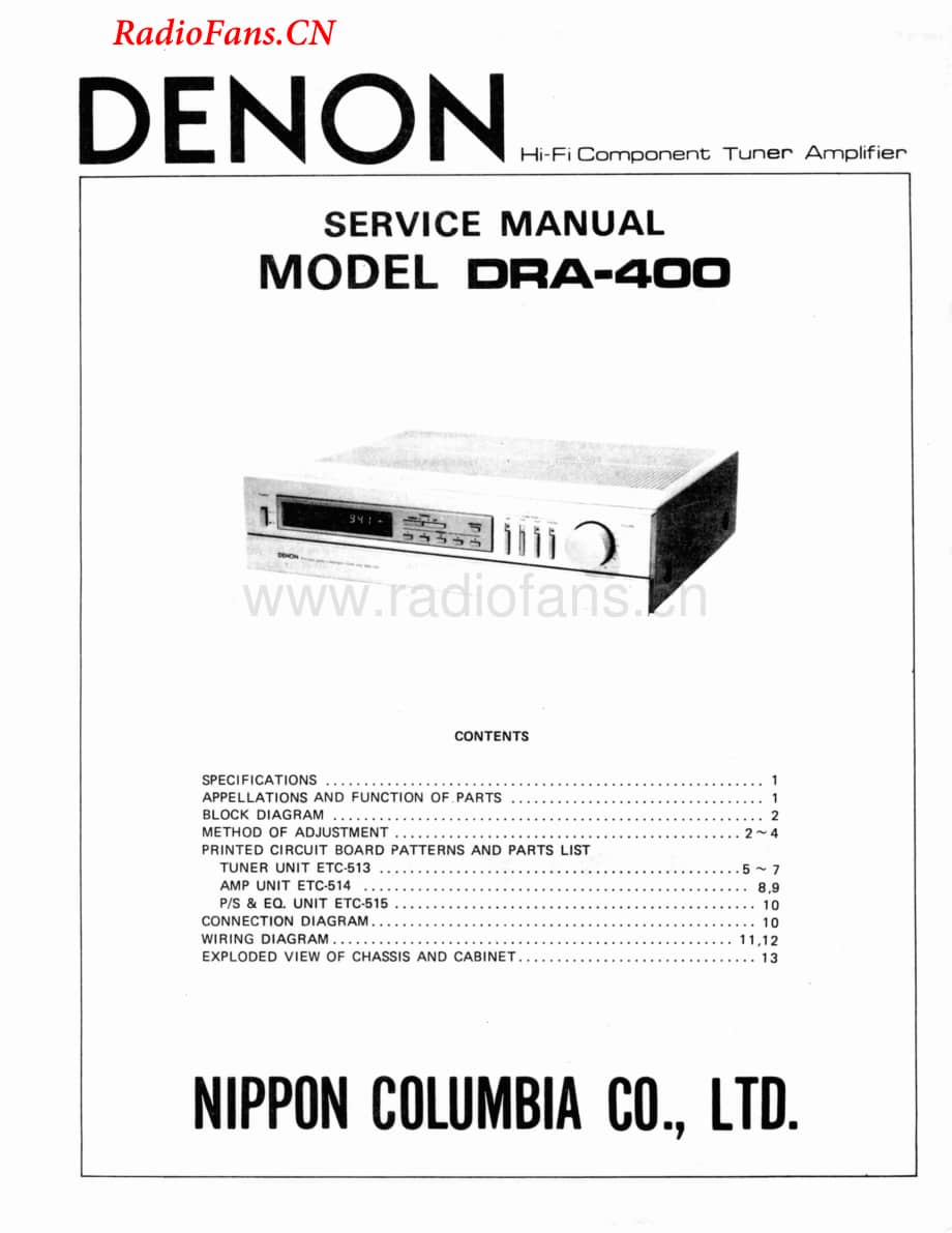 Denon-DRA400-rec-sm维修电路图 手册.pdf_第1页