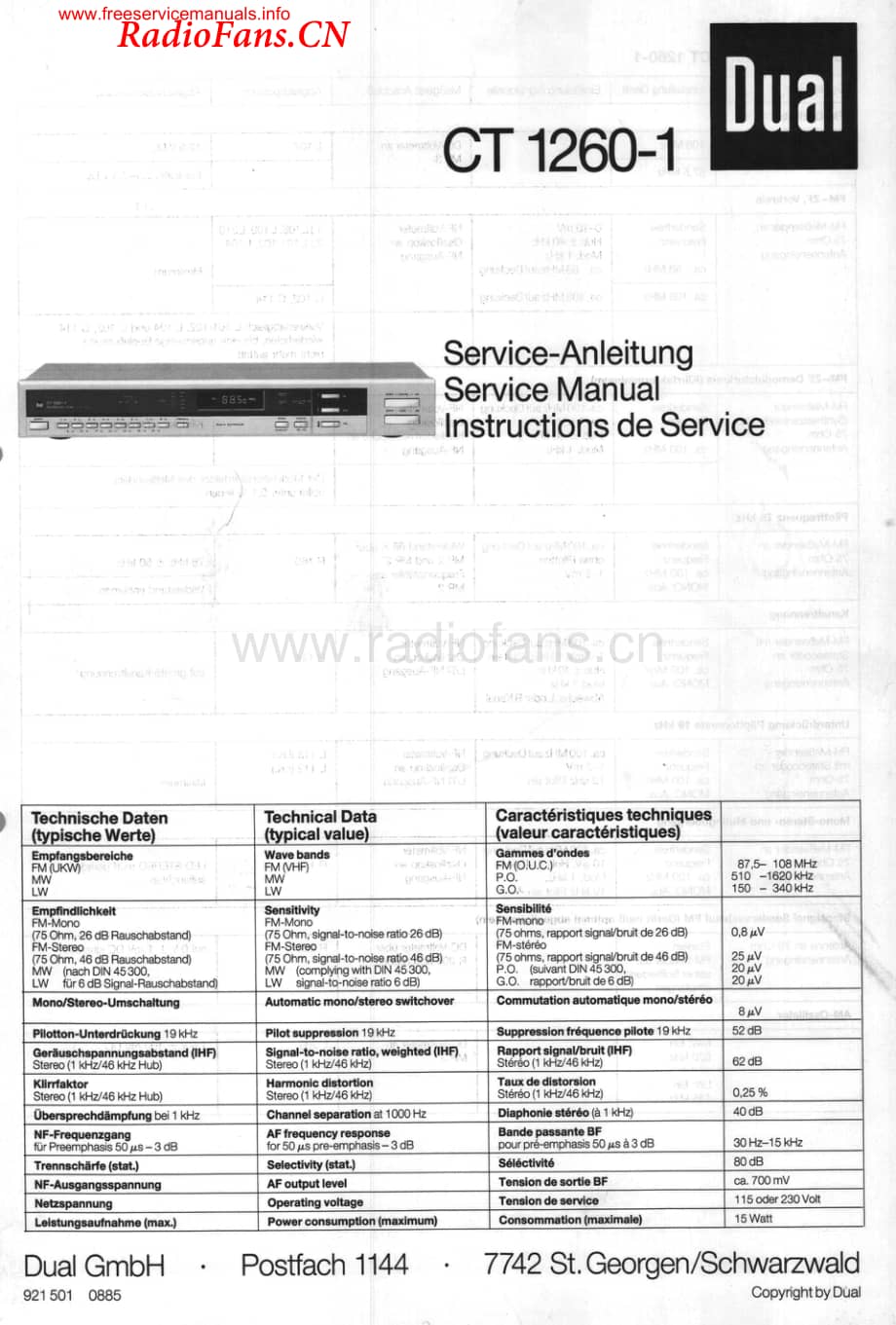 Dual-CT1260-tun-sm维修电路图 手册.pdf_第1页