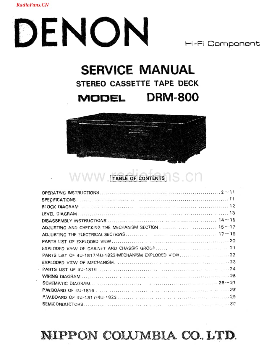Denon-DRM800-tape-sm维修电路图 手册.pdf_第1页