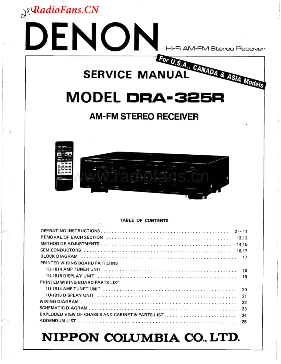 Denon-DRA325R-rec-sm维修电路图 手册.pdf_第1页