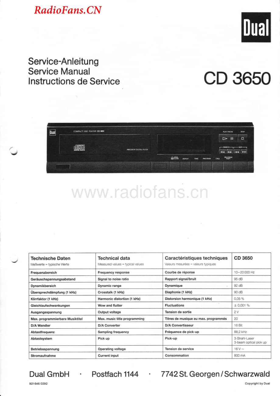 Dual-CD3650-cd-sm维修电路图 手册.pdf_第1页