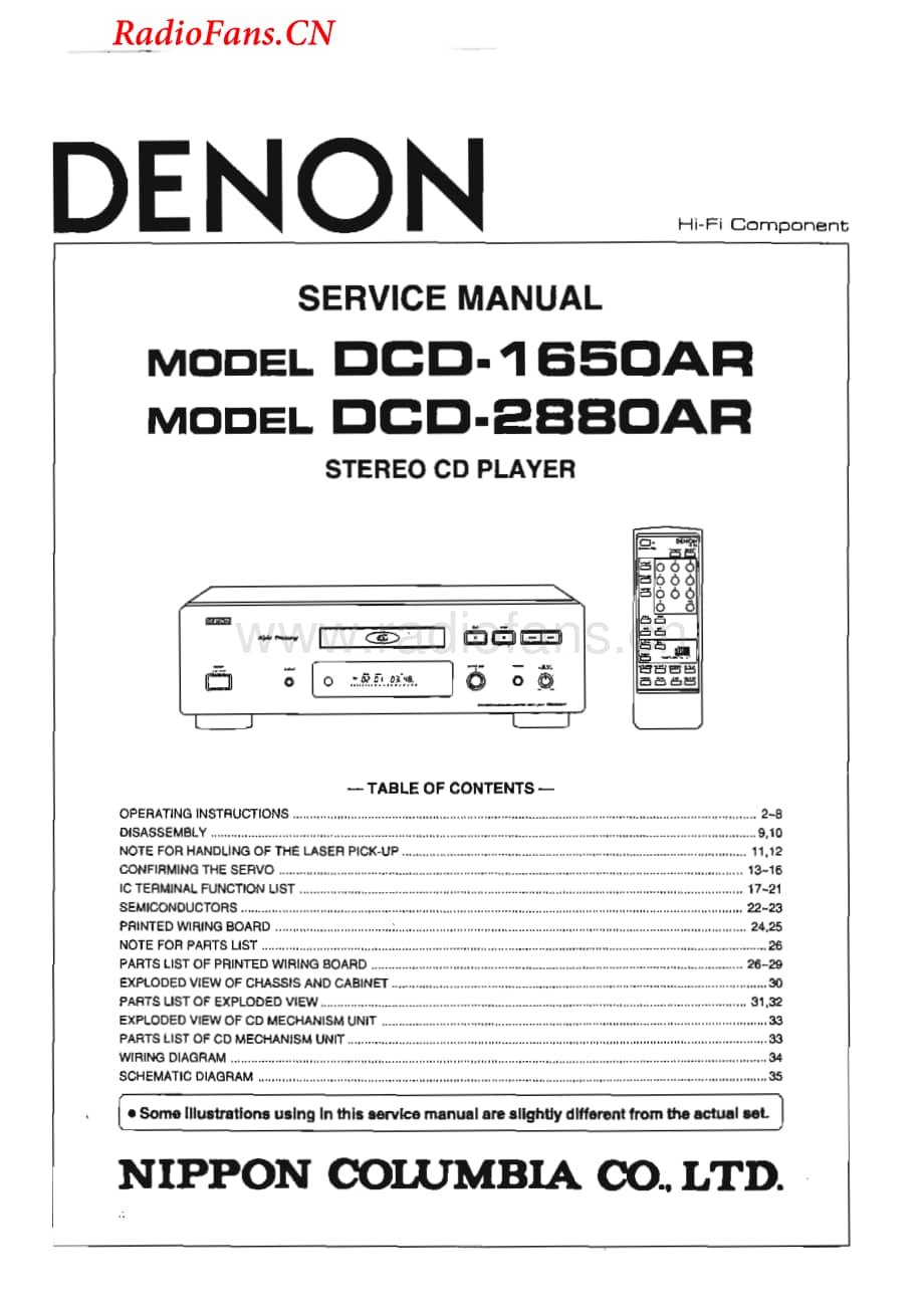 Denon-DCD2880AR-cd-sm维修电路图 手册.pdf_第1页