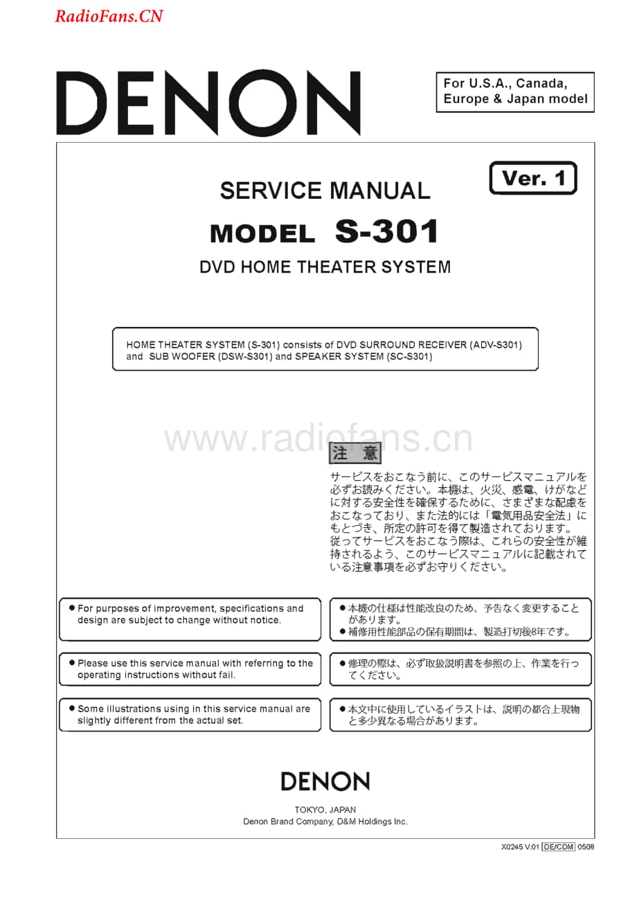 Denon-S301-hts-sm维修电路图 手册.pdf_第1页