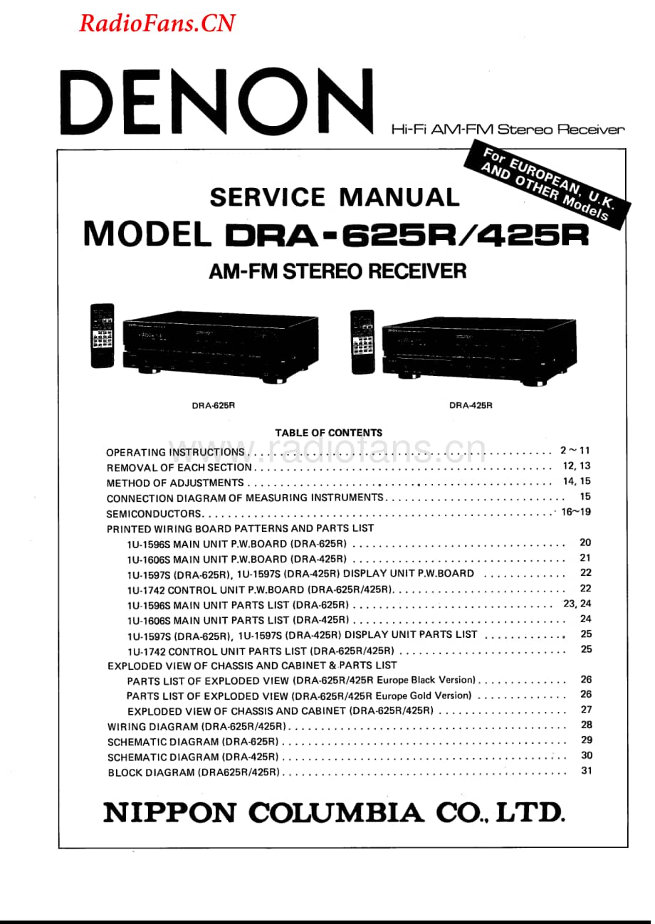 Denon-DRA625R-rec-sm维修电路图 手册.pdf_第1页