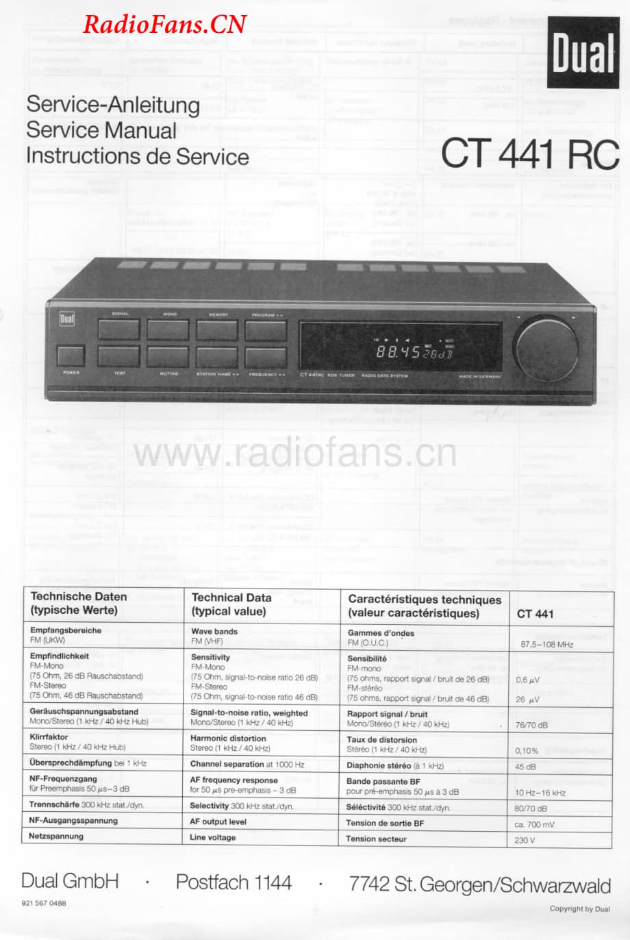 Dual-CT441RC-tun-sm维修电路图 手册.pdf_第1页