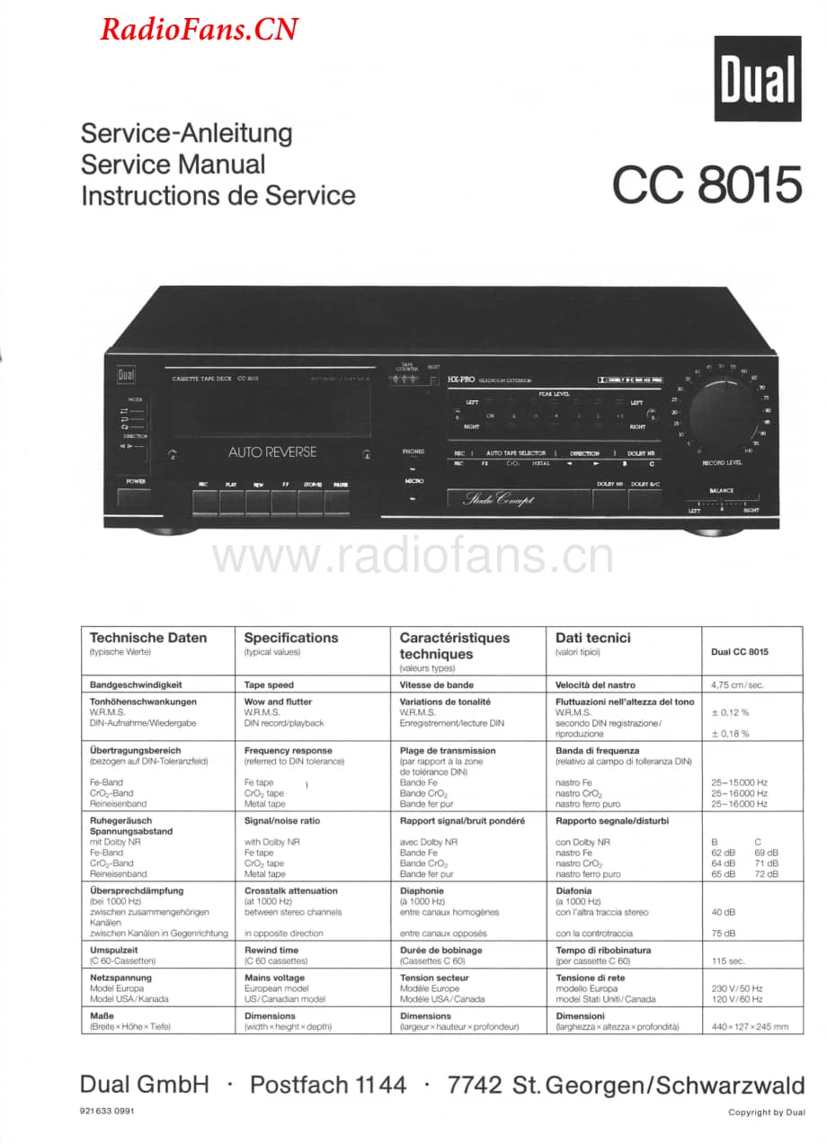 Dual-CC8015-tape-sm维修电路图 手册.pdf_第1页