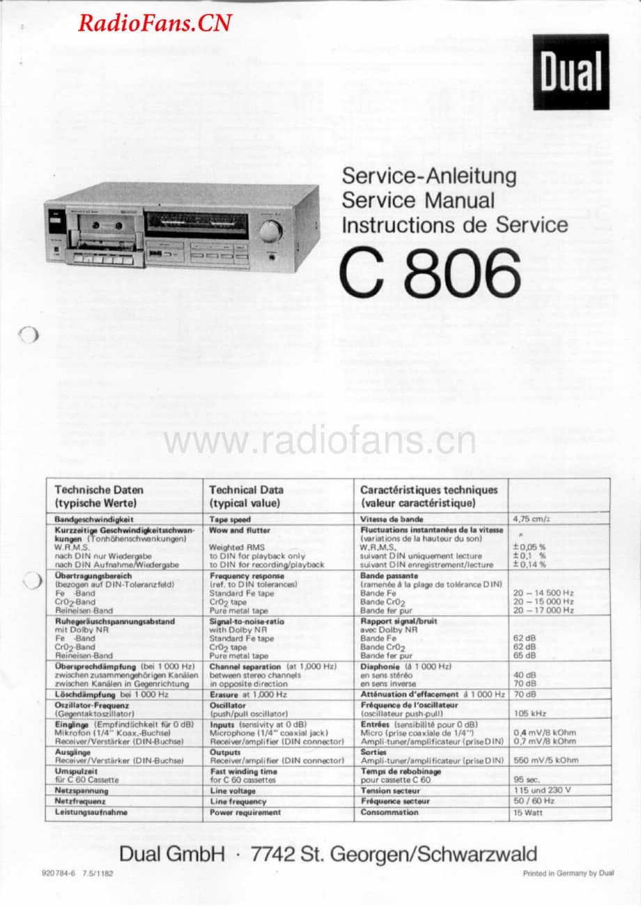 Dual-C806-tape-sm维修电路图 手册.pdf_第1页